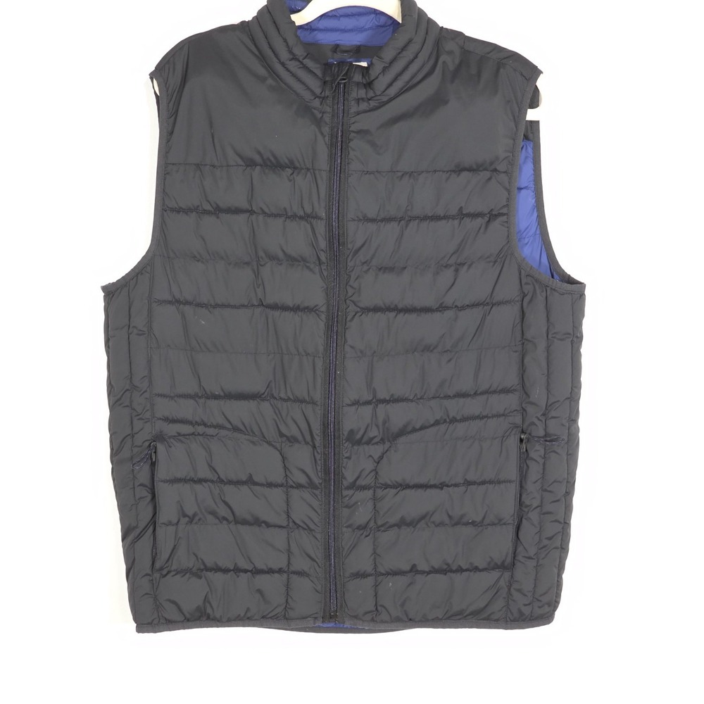GAP Men L PrimaLoft Puffer Vest Black Quilted Full Zip Stand Up Collar Gorpcore